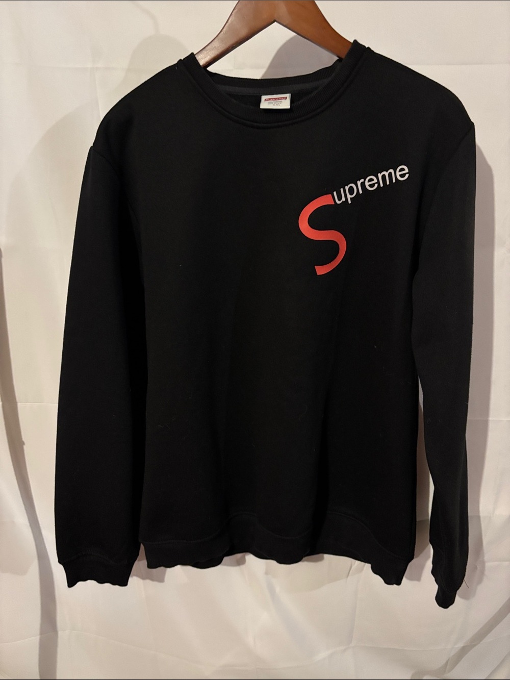 Supreme Black Crewneck with Red 'S' Graphic